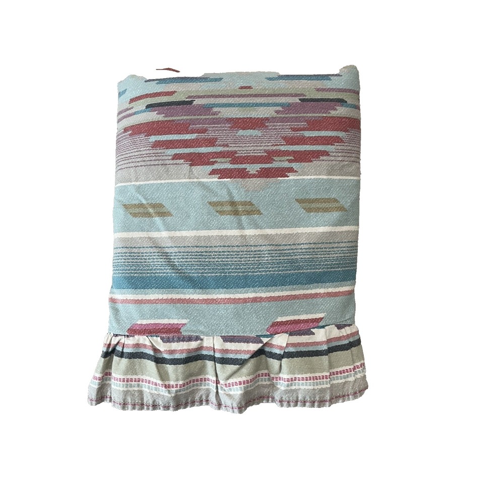 Vintage Ralph Lauren Hawk Springs QUEEN Flat‎ Ruffled Sheet  Southwest Aztec